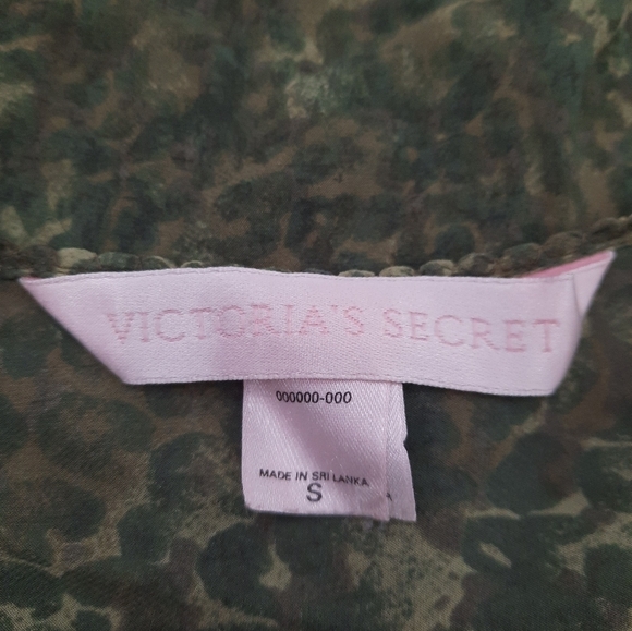 Vintage Victoria's Secret Sheer Long Sleeve Nightie Olive Leopard Print Sz Small - Picture 7 of 9